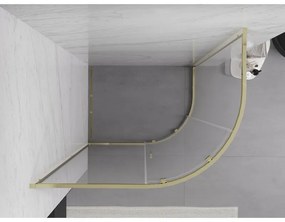 Mexen Exo, posuvný polkruhový sprchový kút 100 x 80 cm, číre sklo, zlatá, 8131-100-080-50-00