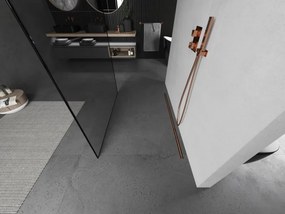 Mexen Kioto, sprchová zástena Walk-In 150 x 200 cm, 8mm sklo čierny vzor, medený matný profil, 800-150-002-65-70