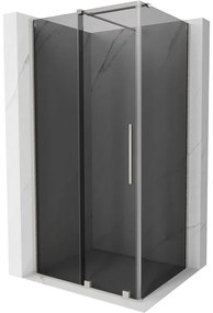 Mexen Velar, sprchový kút s posuvnými dverami 120 x 85 cm, 8mm šedé sklo, brúsená oceľ, 871-120-085-41-97