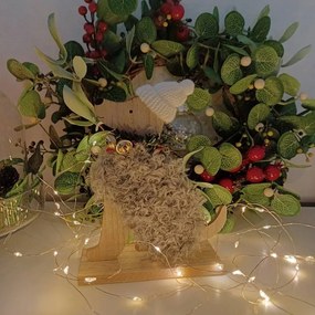 DECOLED Dekorácia, drevený pes, 14,5 x 18,5 cm, sivá