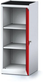 Úzka policová dielenská skriňa MECHANIC, 2 police, 490 x 500 x 1170 mm, červené dvere