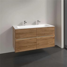 VILLEROY &amp; BOCH Collaro závesná skrinka pod umývadlo, 4 zásuvky, s LED osvetlením, 1196 x 498 x 603 mm, Oak Kansas, C140B0RH