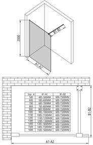 Erga Paris, sprchová zástena Walk-In 110x200 cm s poličkou a vešiakom na uteráky, 8mm číre sklo, chrómový profil, ERG-V02-PARIS-110x200-CL-CR-BAR