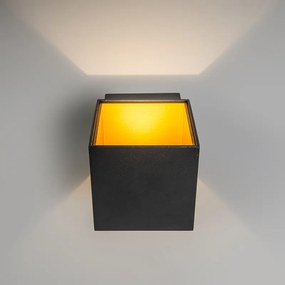 Dizajnová nástenná lampa čierna/zlatá vrátane LED - Caja