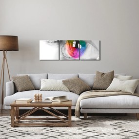 Obraz - Očná dúhovka (s hodinami) (90x30 cm)