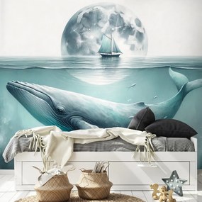 Tapeta veľryba pod mesačným svitom