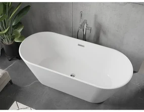 Mexen Flavia, voľne stojaca vaňa 170 x 75 cm, biela, chrómový prepad, 54031708000-01