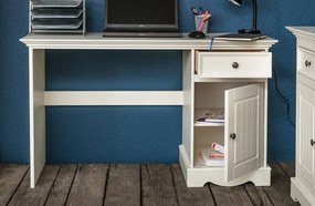 Masívny písací stôl Belluno Elegante 2 - biela