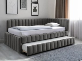 AKCIA Čalúnená posteľ COMFINO VELVET s prístelkou 120x200 cm sivá II. akosť