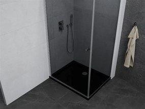 Mexen Pretoria, sprchovací kút 90 (dvere) x 110 (stena) cm, 6mm šedé sklo, chrómový profil + čierna sprchová vanička, 852-090-110-01-40-4070