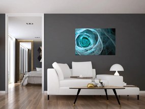 Obraz - Abstraktné ruže modrá s čiernym pozadím (90x60 cm)