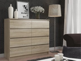 Komoda Kuba 120 cm 8 zásuviek dub sonoma