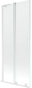 Mexen Velar L, 2-krídlová posuvná vaňová zástena 85 x 150 cm, 8mm číre sklo, biely profil, 896-085-003-01-20
