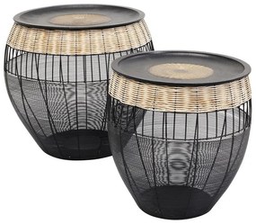 African Drums set dvoch čiernych príručných stolíkov