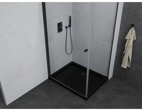 Mexen Pretoria, sprchovací kút 70 (dvere) x 120 (stena) cm, 6mm číre sklo, čierny profil + čierna sprchová vanička, 852-070-120-70-00-4070B