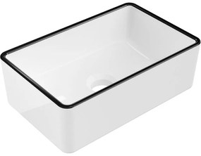 Mexen Nadia, umývadlo na dosku 36x23x12 cm, biela lesklá-čierny okraj, 21613607