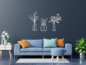 drevko Drevená dekorácia Kvety vo váze Rozmer obrazu: 26 x 44,5 cm, Farba dekorácie: Čierna