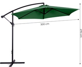 Záhradný slnečník PADDLES s bočnou nohou 300 cm zelený