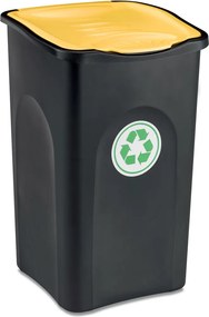 STEFANPLAST Kôš na triedený odpad ECOGREEN 50 l, čierny/žlté veko