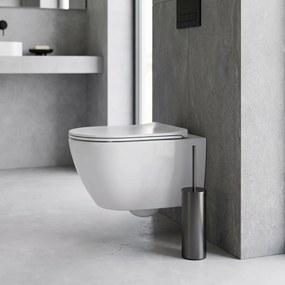Rea B106, voľne stojaca WC kefa s kovovou nádobkou, 25,5 cm, titánová, REA-08870