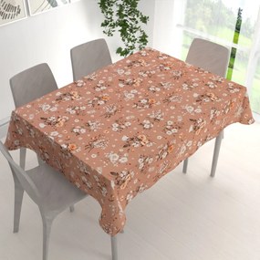 Biante Bavlnený obdĺžnikový obrus Sandra SA-738 Ruže a konvalinky na hnedoružovom 120x180 cm