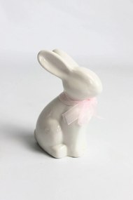 Biely keramický zajačik s mašličkou 11cm