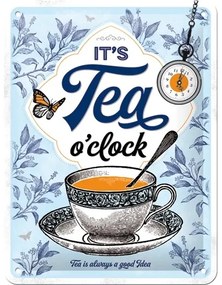 Plechová ceduľa It‘s Tea O‘Clock, (20 x 15 cm)