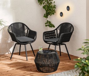 Otočné jedálenské kreslo s textilným výpletom