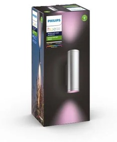 Philips Hue 17463/47/P7 exteriérové nástenné svietidlo Appear 2x8W/1200lm 2000-6500K, RGB IP44 nerez