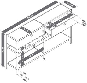 Kovová konzola »CN3 Slim Line« s 2 zásuvkami, oranžová