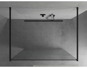 Mexen Kioto, priechodná sprchová zástena 120 x 200 cm, 8mm sklo číre/biely vzor, 2x čierna stabilizačná rozpera, 800-120-002-70-85