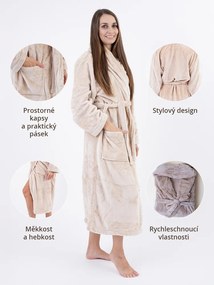 Mikroplyšový župan Mia - Laura mandlová veľkosť S