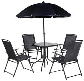 Súprava záhradného nábytku Patio, 6 ks, oceľ, polyester, sklo, antracit