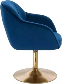 LuxuryForm DESIGN Stolička AVOLA VELUR na zlatom tanieri - modrá