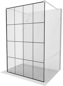 Mexen Kioto, sprchová zástena Walk-In 160 x 200 cm, 8mm sklo čierny vzor, brúsená oceľ profil, 800-160-002-97-77