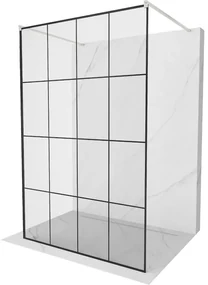 Mexen Kioto, sprchová zástena Walk-In 160 x 200 cm, 8mm sklo čierny vzor, brúsená oceľ profil, 800-160-002-97-77