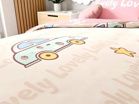 Bavlnené obliečky do postieľky AUTÁ LOVELY ružové