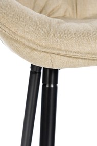 Barová stolička Gibson (SET 2 ks) - látka, kovové nohy čierne - Krémová