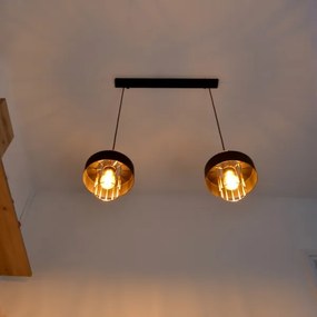 LED Luster na lanku VOLTA 2xE27/15W/230V čierna/zlatá