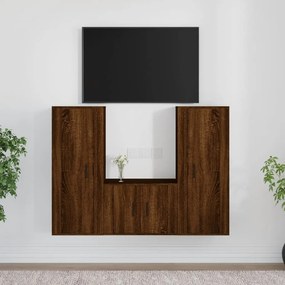 3-dielna súprava TV skriniek hnedý dub spracované drevo 3188749