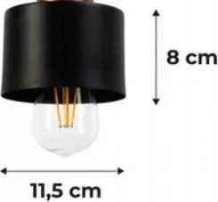 Závesná lampa na strop LOFT, 4x čierny hrnček