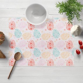 Biante Veľkonočné teflónové prestieranie na stôl TF-106 Farebné kraslice na bielom 30x40 cm