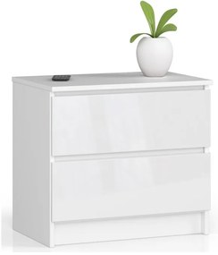 Nočný stolík K60 2SZ CLP biely, lesk