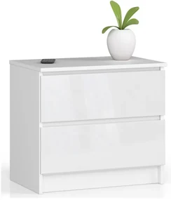 Nočný stolík K60 2SZ CLP biely, lesk