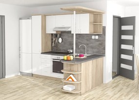 Nabytekmorava Kuchyna s ostrovčekom Bára C farba kuchyne: dub sonoma tmavá / biela, pracovná doska: s pracovnou doskou