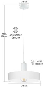Závesný luster na lankách ARCANE 1xE27/60W/230V biela