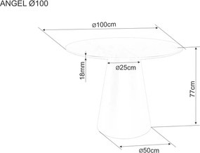 Okrúhly jedálenský stôl ANGEL 100x100 cm, sivý mramorový dekor