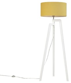 Moderná stojaca lampa biela s kukuričným tienidlom 50 cm - Puros