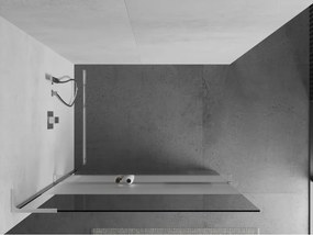 Mexen Kioto+ L, sprchová zástena Walk-In s poličkou a vešiakom 70 x 200 cm, 8mm číre sklo-námraza, chrómový profil, 800-070-123-01-35