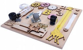 Montessori drevená tabuľka Žirafka prírodná